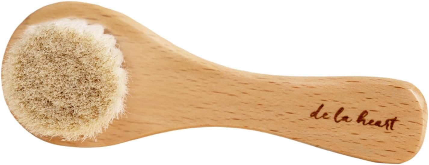 de La Heart Facial Dry Brush | Gentle Exfoliating Face Brush for Smooth & Glowing Skin | Promotes Circulation, Lymphatic Drainage & Skin Renewal | Natural Bristles with Wooden Handle