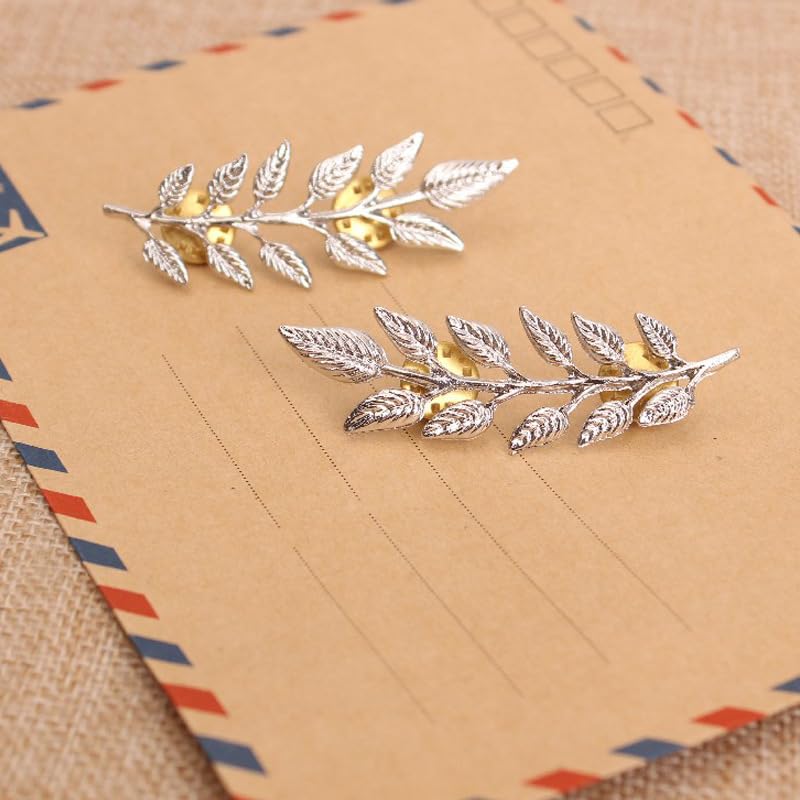 Image of Wheat Leaf Brooch Pin, Shirt Lapel Pin, Men's Collar Brooch, Double Leaf Collar Brooch for Men's Suit, Lapel, and Women's Business Accessories