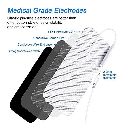 Image of AGAM Digital Therapy Machine Electrodes Reusable TENS Unit Pads - Rectangle Shaped Electrodes Replacement Pads, Strong Stick Gel, Universal Compatibility for Muscle Relief & Pain Therapy (10-Pack)
