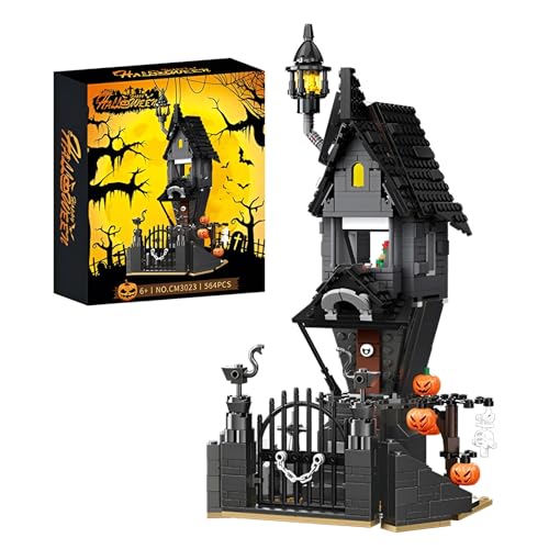 Halloween Haunted Mansion Building Blocks Set - 564PCS Horror Castle Building Bricks Kit Pumpkins and Skeleton Ghosts Home Decor DIY Spooky Toys Creative Gifts for Adults Kid