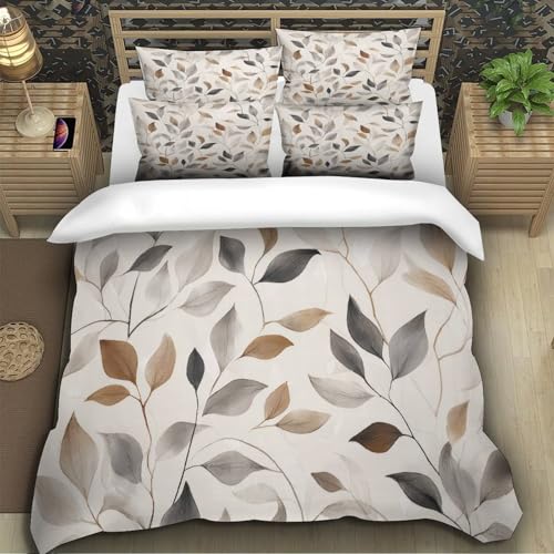 Housse de couette 140x200 effet 3D imprimé botanique durable