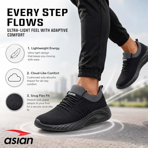 Image of ASIAN Storm-12 Men's Walking Shoes | Breathable Knit Upper, Comfort Midsole & Steady Grip Outsole