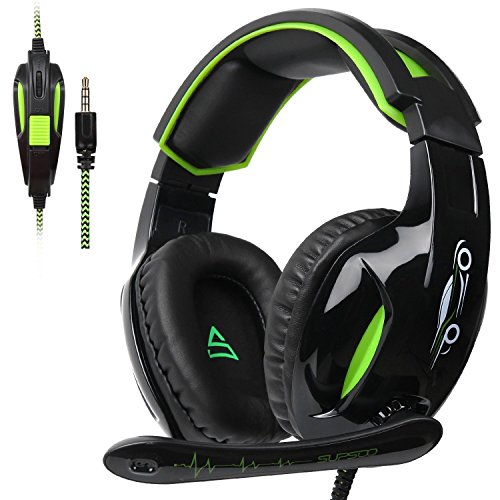 Gaming Headset G813 Compatible with PS4 3.5mm wired Over-ear Noise Isolating Microphone Volume Control for Mac/PC/ Laptop Black Green