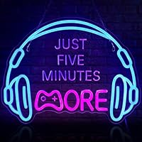 Gaming Neon Sign, Large Bright and Dimmable Colored LED Headset Gamer Neon Light and USB Powered Headphone Lightup Game Signs for Game Zone Video Room Boy Bedroom Wall Decor