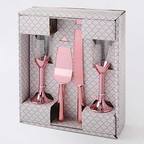 Toasting Glasses With Cake Knife And Server 4 Piece Set
