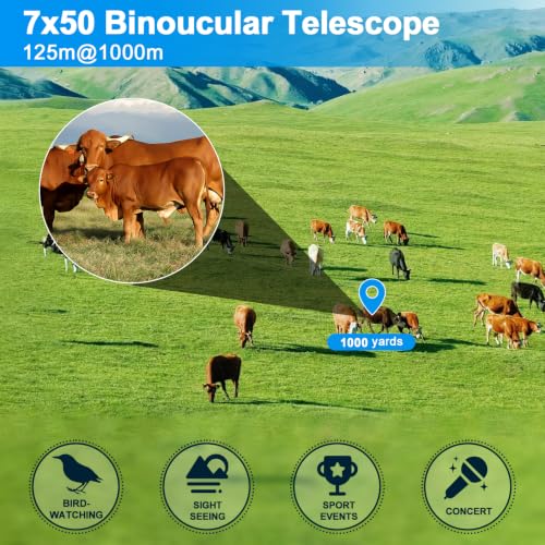 Binocular 20x50 con prismas, óptica impermeable multi-capa miniatura 5