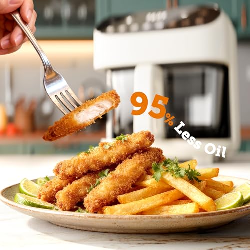 Image of Kismile 5QT Glass Air Fryer, Non Toxic AirFryer with Digital Touch Control