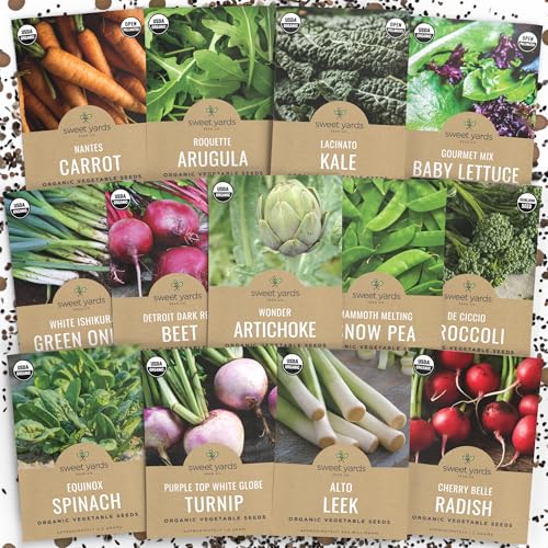 Organic Cool Weather Spring & Fall Seeds Variety Pack - 13 Indivi...