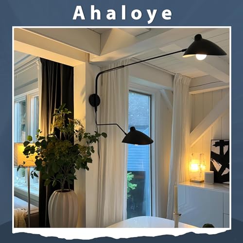 Image of Double Light Plug in Wall Sconces Long Swivel Arms Wall Light Big Wall Mount Light for Living Room Bedroom Modern Big Wall Lamp