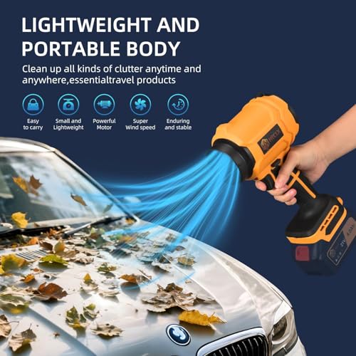 Image of Leaf Blower Cordless Mini Hand Held Leaf Blower Cordless for 20V Battery(NO Battery), Handheld Leaves Blower Dryer Air Blowers for Patio Cleaning(Tool Only), Amber