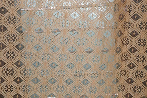 Image of Exporthub 2 Pieces Fancy Sparkling Heavy Quality Brown Sheer Strip Semi-Transparent Net Curtains - Size - Long Door - 4 x 9 feet (EHSPR760 94)