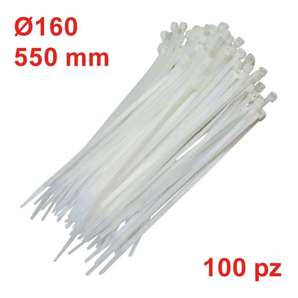 3S SuperSamaStore Colliers de Serrage pour Tuyaux Jusqu'à Ø 160 mm, Attaches de Câbles, Serre-câbles, Résistants, Plastique Nylon, 550 mm, Lot 100 Colliers