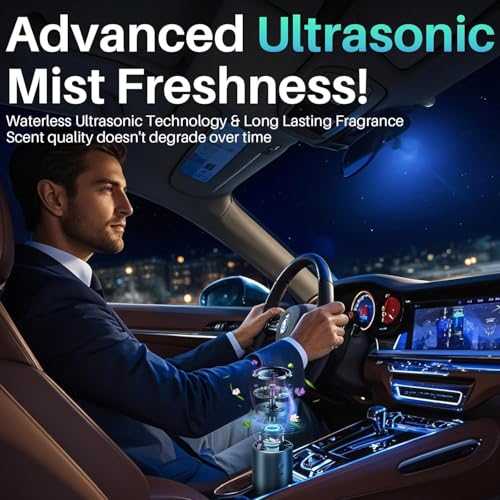 Image of Smart Car Air Fresheners, Car Diffuser Air Freshener, Car Fresheners 100 ML (3.5oz) Essential Oil, Aromatizante Para Carro Long Lasting, Five Spray Modes, RGB Music Syncing Light, Auto On /Off,Wildness