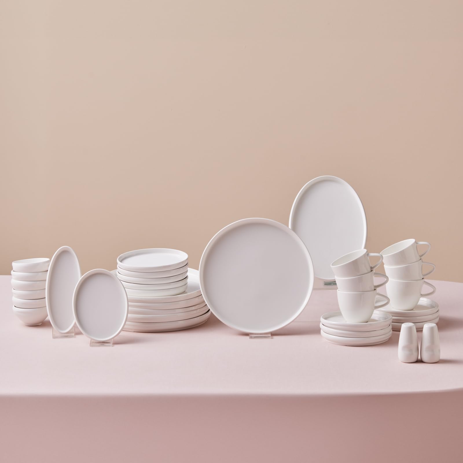 KARACA Stream Bone Sunset 34-teiliges Frühstücksset - Elegantes Bone China Geschirr mit warmen Sonnenuntergangstönen