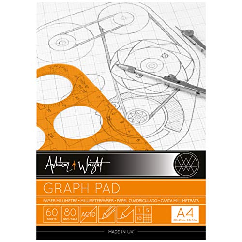 Ashton and Wright - A4 Grey-Grid Grafiek Pad - 80gsm Papier - 60 Vellen