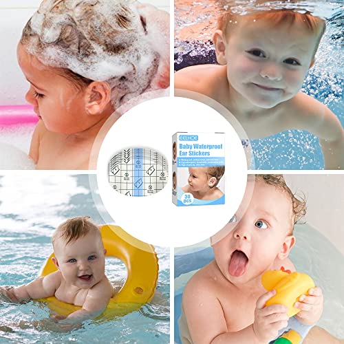 Image of 30 Pcs Baby Waterproof Ear Stickers Disposable Baby Waterproof Ear Protectors Breathable Baby Bath Ear Covers for Infants Showering
