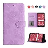 らくらくスマートフォン F-52B ケース 手帳型 カバー スマホケース 人気 おしゃれ f52b F-52Bケース カバー 手帳型ケース スマホケース F52B 手帳 カバー 財布型 高級PUレザー かわいい 美しい桜の柄 富士通用 fujitsu用 らくらくスマートフォン F-52B 手帳 携帯ケース カバー 財布 手帳ケース カード収納 マグネット式 スタンド機能【パープル】