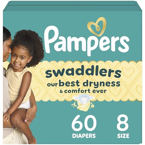 Image of Pampers Swaddlers Diapers, Size 8 (30+ lbs), 60 Count, Absorbent, Keeps Baby Dry and Comfortable, Skin Safe Disposable Baby Diaper (Packaging May Vary)