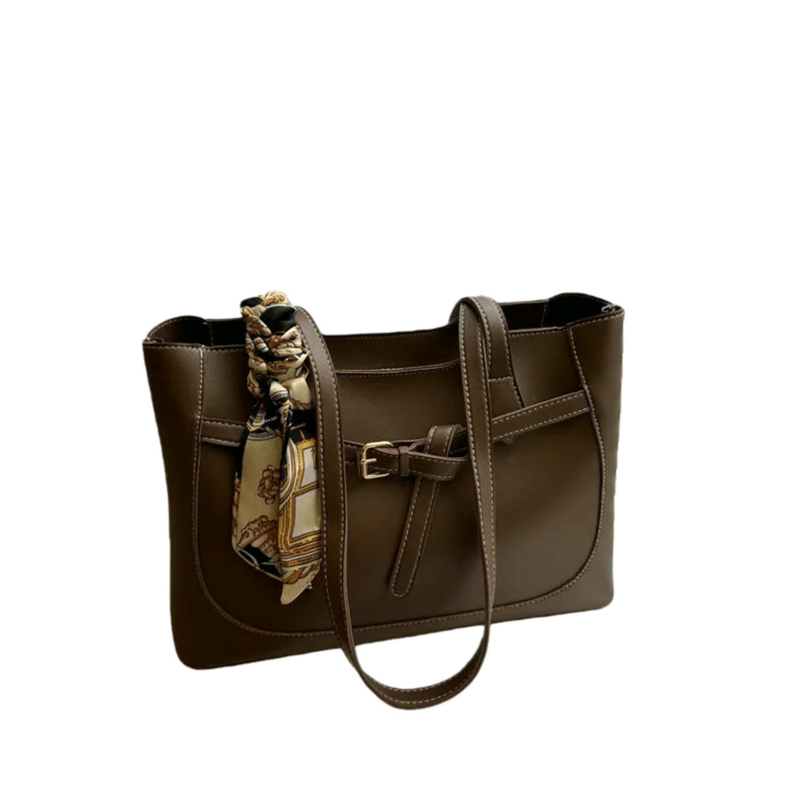 Veslyn Women's Dark Brown Tote Bag ；Makeup Fashion High-End Handbag – ’S 2026 With Silk Scarf, Large Capacity Purse For Work & Everyday Life
