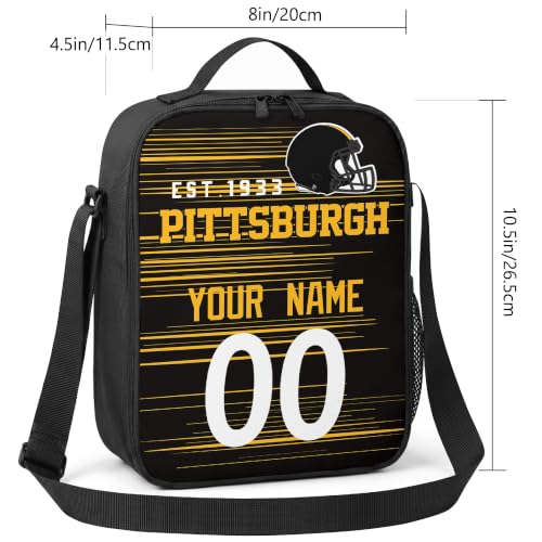 Image of Pittsburgh Lunch Bag Custom Name and Number Personalized Gifts
