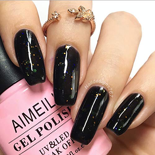 Esmalte de Gel UV LED Negro Diamante Brillante 10ml miniatura 2