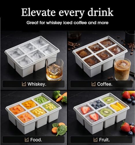 Molde para cubos de hielo grande cuadrado de silicona con tapa miniatura 6