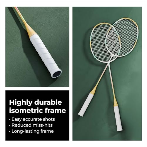 Image of Lifelong Badminton Rackets Set of 2 | 87g Carbon Shaft Lightweight Badminton Racket | Badminton Racquet Racket Set with Badminton Bag | Beginner & Intermediate Badminton Combo for Family
