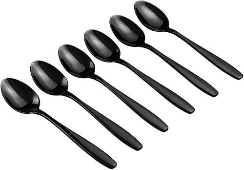 12 cucharaditas negras, cucharas pequeñas de acero inoxidable