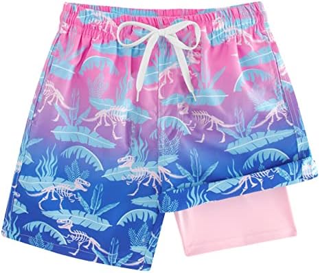 Belovecol Youth Boys Swim Trunks with Compression Liner Size 18 Hawaiian Vacation Beach Bathing Suits Quick Dry UPF Swim Short Novelty Swimwear Swimsuits