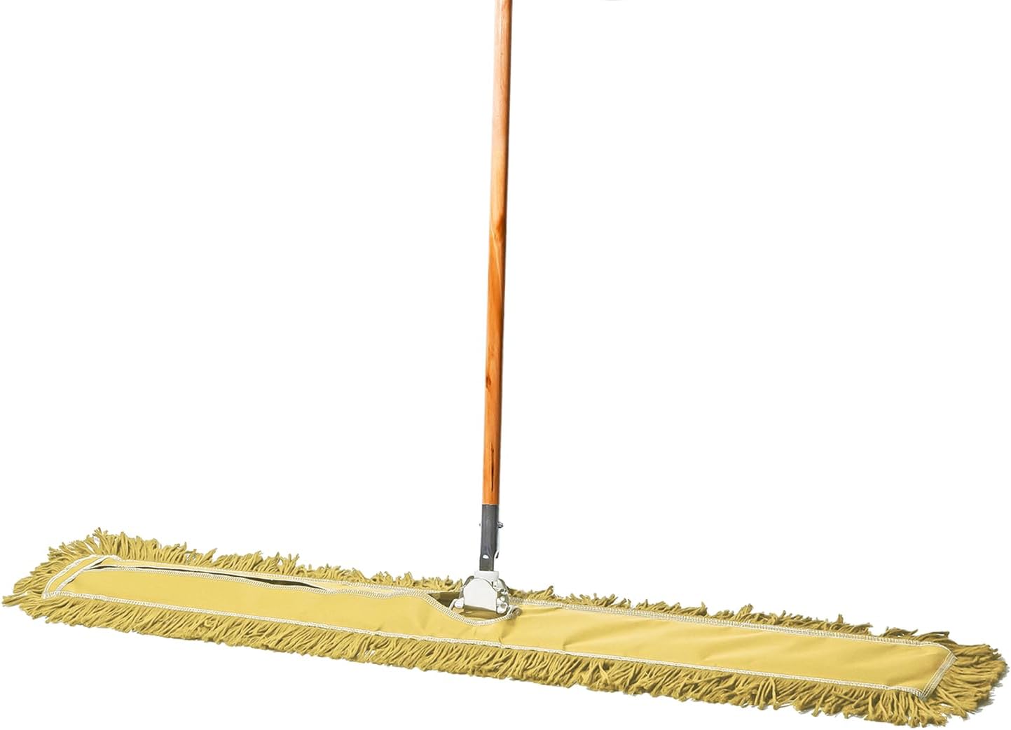 Commercial Dust Mop & Floor Sweeper, 48 in. Dust Mop for Hardwood Floors, Reusable Dust Mop Head, Wooden Broom Handle, Industrial Dry Mop for Floor Cleaning and Janitorial Supplies, Yellow Yellow 48 X 5 Inch