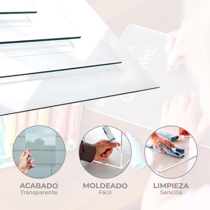 Plancha de metacrilato transparente 60x100 cm - 6mm grosor - Rígido y ligero - Resistente al impacto y UV - Fácil de cortar y limpiar - Ideal para bricolaje y decoración
