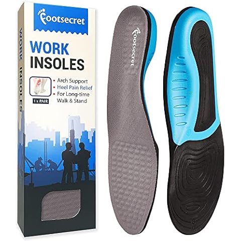 Footsecret Work Boot Insoles Heel Pain Relief and All-Day Shock Absorption Shoe Inserts Neutral Arch for Men Women (L: Men 9.5-11.5/Women 10.5-12.5, Gray) Cover