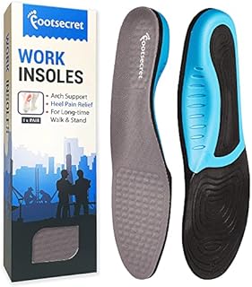 Footsecret Work Boot Insoles Heel Pain Relief and All-Day Shock Absorption Shoe Inserts Neutral Arch for Men Women (L: Men 10-12/Women 11-13, Gray)