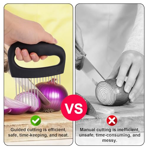 2pcs Onion Holder for Slicing, Extra-Large Onion Slicer Tool Kit with 16 Long Needles & 10 Long Needles Vegetable Chopper Cutter Kitchen Appliance Gadget Utensils for Tomatoes Potatoes Meat Tenderizer - Image 6