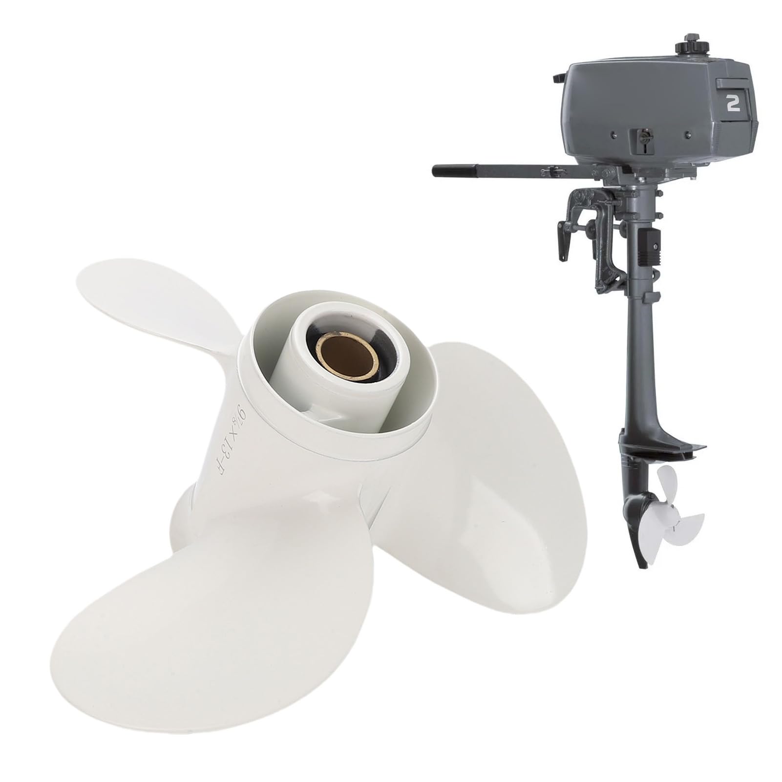 Generic Fuoribordo in Lega di Alluminio 9 7/8X13-F 3 Pale/ali di Ricambio per Motori Fuoribordo per Appassionati di Pesca
