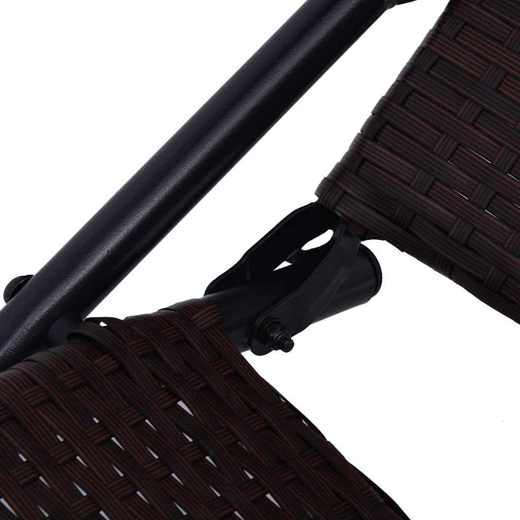 Sonnenliege Klappbar braun Poly Rattan Gartenliege mit Rückenlehne und Kopfstütze, Outdoor Liegestuhl mit Armlehne und Rollen für Terrasse Balkon Pool Wellness Relax