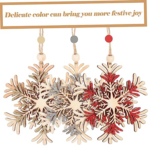 Pendentif de flocon de neige de Noël incassable en bois léger