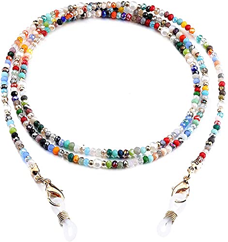 Chaîne de lunettes anti-perte en cristaux et perles pour ne plus chercher