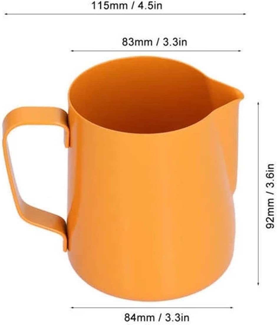 Milk Frothing Pitcher Stainless Steel Frothing Pitcher Milk Coffee Jug for Coffee Latte Art(Black,400ml)