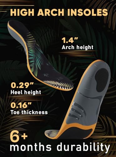 Image of CRUVHEAL 220+ lbs Plantar Fasciitis High Arch Support Insoles Men Women - Orthotic Shoe Inserts - Boot Work Shoe Insole (M, Golden)
