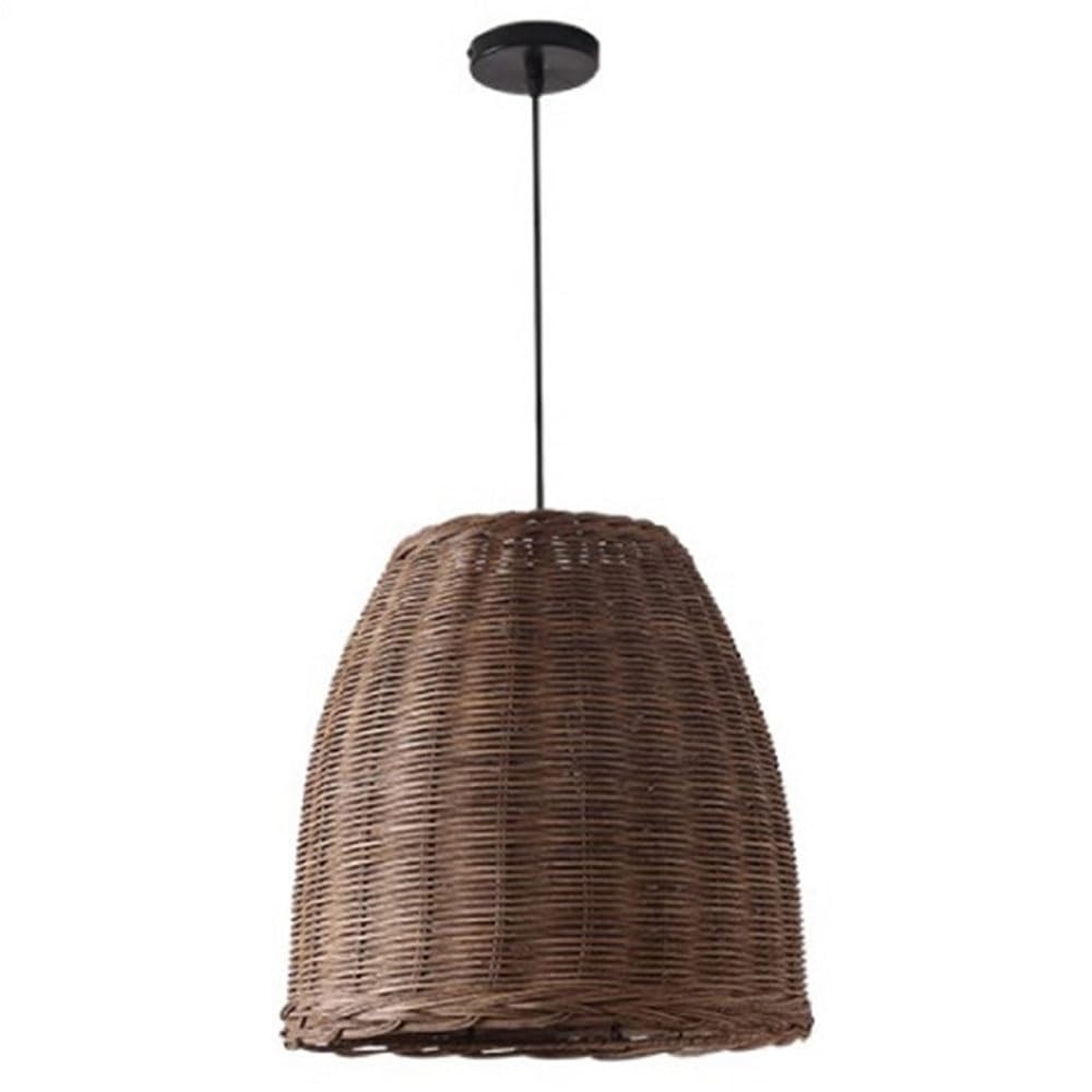 QTANZIQI Żyrandol z rattanu Boho ?35 cm, sufitowa wiklinowy abażur latarnia wiszą oprawy lampowe E26/27 Vintage ręcznie robione bambusowe do kuchni salon jadalnia