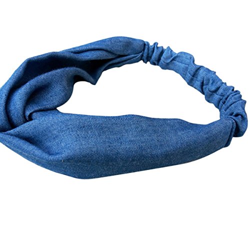 Eforstore NEW Elastic Denim Headband Intersect Hair Band Fresh Head Wrap (Blue)