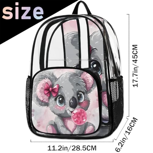 Cute Hand Painted Koala Clear Backpack Stadium Approved PVC Backpacks for Adults Heavy Duty Clear Bag for Work Security Travel College2