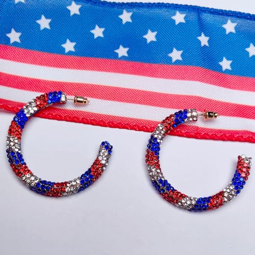 US Flag Earrings, Patriotic Hoop Earrings Red White and Blue Earrings for Women Patriotic Jewelry3