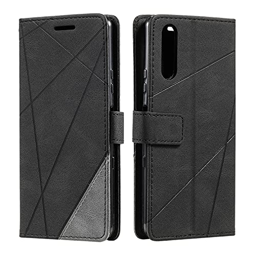 SONWO Coque pour Sony Xperia 5, Etui en Cuir PU Portefeuille Housse Fermeture Magnétique und Flip pour Sony Xperia 5, avec Fermeture Magnétique, Noir
