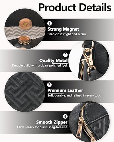 Image of Crossbody Bags for Women with Built In Wallet,RFID Travel Purse | Quilted Design, RFID Protection, Multiple Compartments, Organized Storage, iPad Compatible, Adjustable Strap