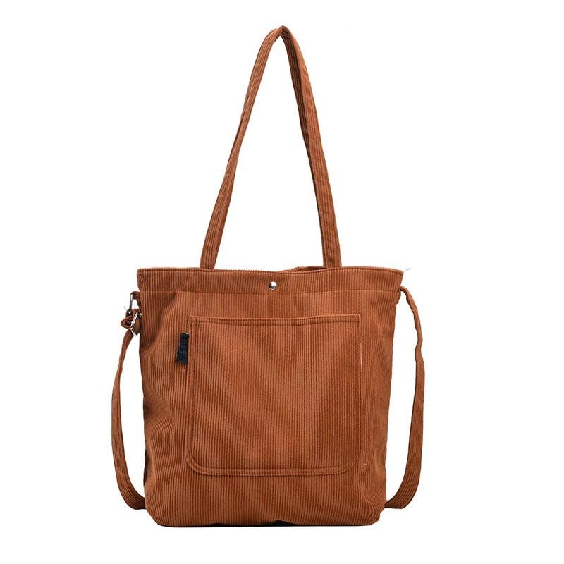 bolsa feminina transversal e ombro veludo cotelê (caremelo)