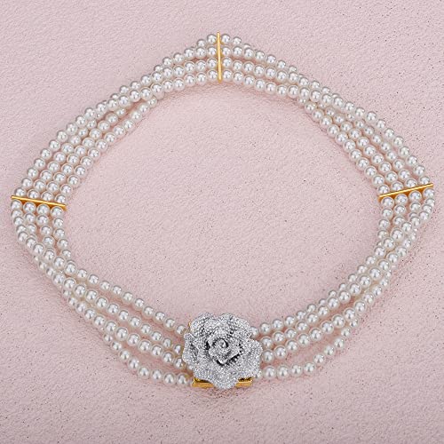 Wiwpar Boho Elastic Pearl Belt Crystal Pearl Flower Waist Chain Sashes Belt Adjustable Waist Belt Wedding Bridal Dress Belt for Women3