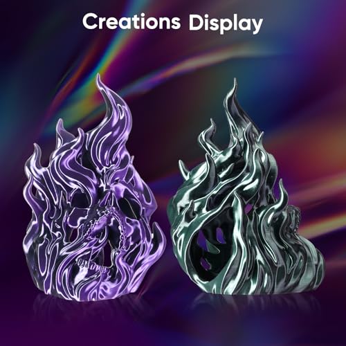Image of ERYONE Silk Filament PLA+ 1.75mm Shiny 3D Printer Filament, Multicolor PLA 4 in 1, 1kg (2.2LBS) /Spool, HS Silk Quadruple Color Royal Essence (Purple & Silver & Black & Green)