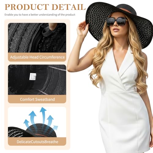 Sombrero femenino de playa Black con amplio ala miniatura 4